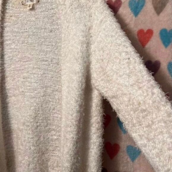Decree Fuzzy White Long Sleeve Cardigan Cozy XL - Picture 3 of 5